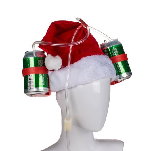 Kerstmuts met drankhouder - Santa Claus Drinking Hat