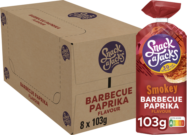 Rijstwafel Snack-a-Jacks BBQ paprika pak 103 gram