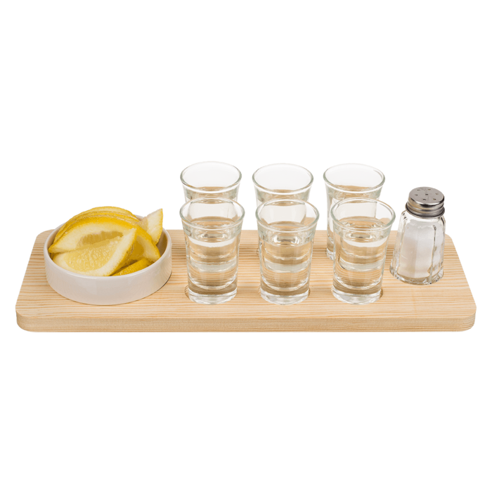 Tequila Serveerset - 9-delig - Serveerplank, shotglazen, zoutvaatje en schaal