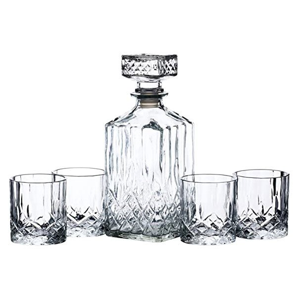 Whiskey Decanter Set - 5 delig - Whisky karaf 900ml met 4 glazen